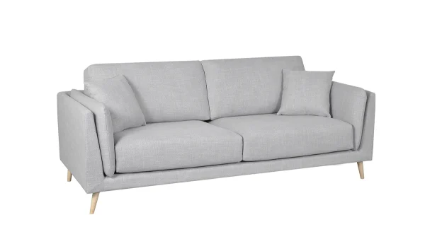 Canapé Scandinave 3 Places En Tissu Gris Clair Et Bois Clair VOGUE 3