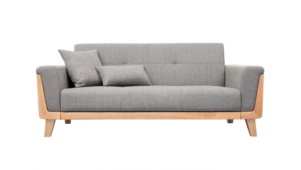 Canapé Scandinave 3 Places En Tissu Gris Et Bois Clair FJORD 1