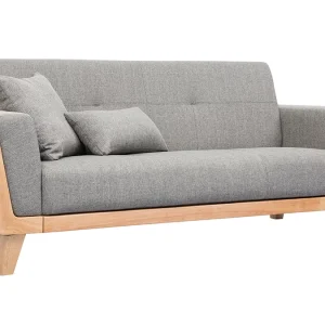 de garantie authentique Canapé Scandinave 3 Places En Tissu Gris Et Bois Clair FJORD 15