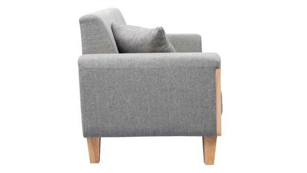 de garantie authentique Canapé Scandinave 3 Places En Tissu Gris Et Bois Clair FJORD 5