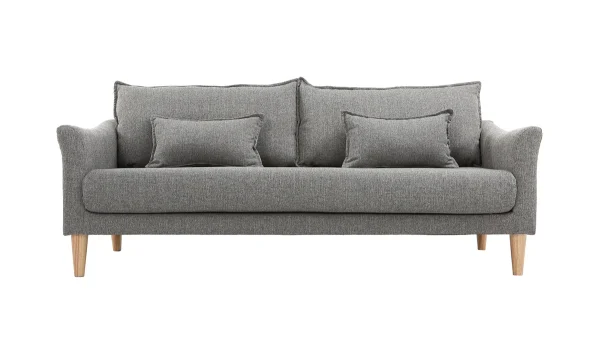 nouvelle saison Canapé Scandinave 3 Places En Tissu Gris Et Bois Clair KATE 1