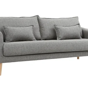 Canapé Scandinave 3 Places En Tissu Gris Et Bois Clair KATE 11