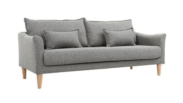 Canapé Scandinave 3 Places En Tissu Gris Et Bois Clair KATE 3