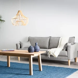 Canapé Scandinave 3 Places En Tissu Gris Et Bois Clair KATE 17