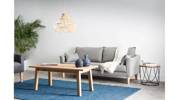 nouvelle saison Canapé Scandinave 3 Places En Tissu Gris Et Bois Clair KATE 6