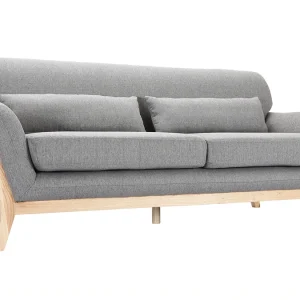 design à la mode Canapé Scandinave 3 Places En Tissu Gris Et Bois Clair YOKO 14