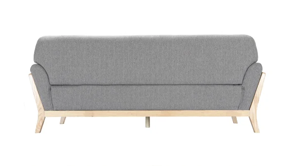 pas cher Canapé Scandinave 3 Places En Tissu Gris Et Bois Clair YOKO 4