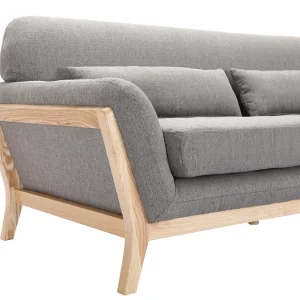 pas cher Canapé Scandinave 3 Places En Tissu Gris Et Bois Clair YOKO 20