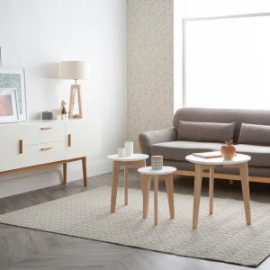 design à la mode Canapé Scandinave 3 Places En Tissu Gris Et Bois Clair YOKO 24