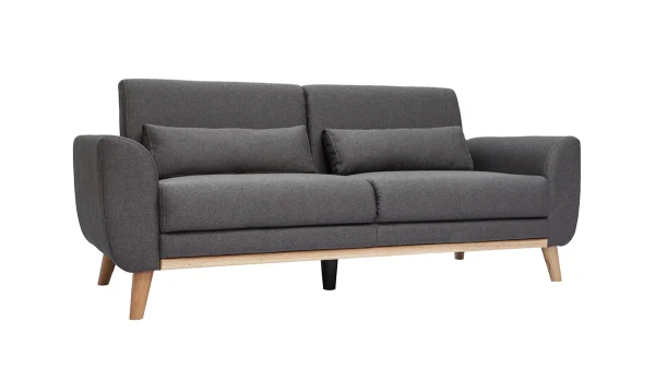 magasin Canapé Scandinave 3 Places En Tissu Gris Foncé Et Bois Clair EKTOR 3