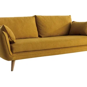 Canapé Scandinave 3 Places En Tissu Jaune Cumin Et Bois Clair CREEP 11