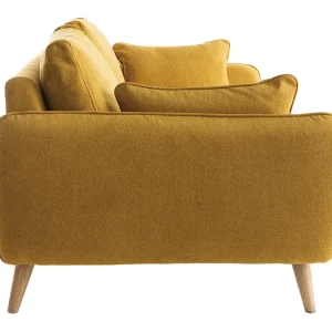 belle Canapé Scandinave 3 Places En Tissu Jaune Cumin Et Bois Clair CREEP 13