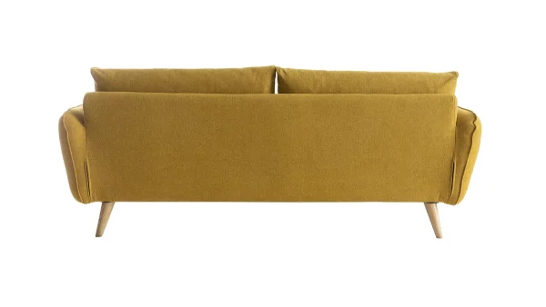 belle Canapé Scandinave 3 Places En Tissu Jaune Cumin Et Bois Clair CREEP 5