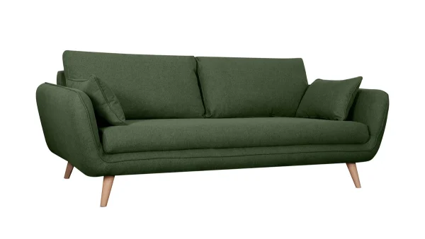 grande marque pas cher Canapé Scandinave 3 Places En Tissu Kaki Et Bois Clair CREEP 3