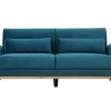 Canapé Scandinave 3 Places En Tissu Velours Bleu Pétrole Et Bois Clair EKTOR 22