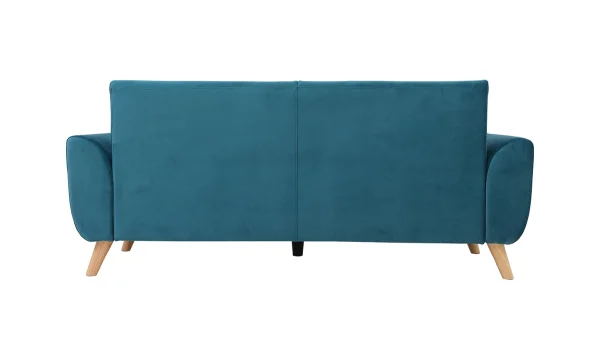 Canapé Scandinave 3 Places En Tissu Velours Bleu Pétrole Et Bois Clair EKTOR fashioniable 5