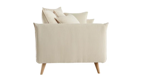 Canapé Scandinave 3 Places En Tissu Velours Côtelé Beige Et Bois Clair OLYMPIA 4