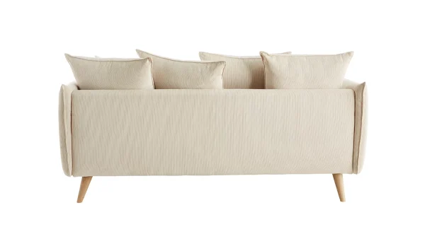 Canapé Scandinave 3 Places En Tissu Velours Côtelé Beige Et Bois Clair OLYMPIA qualité supérieure 5