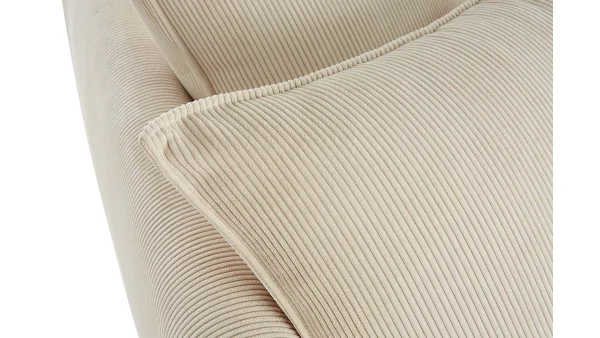 Canapé Scandinave 3 Places En Tissu Velours Côtelé Beige Et Bois Clair OLYMPIA 6