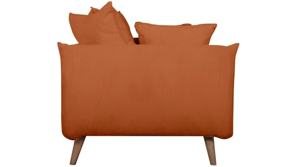 Canapé Scandinave 3 Places En Tissu Velours Côtelé Terre Brûlée Et Bois Clair OLYMPIA REMISE 4