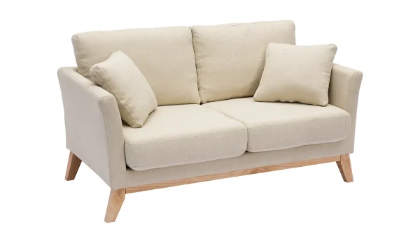 Canapé Scandinave Déhoussable 2 Places En Tissu Beige Et Bois Clair OSLO magasin en ligne france 3