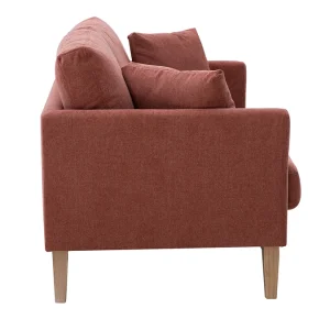 Canapé Scandinave Déhoussable 2 Places En Tissu Effet Velours Texturé Terracotta Et Bois Clair OSLO magasins pas chers 13