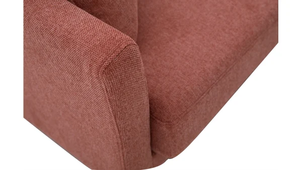 Canapé Scandinave Déhoussable 2 Places En Tissu Effet Velours Texturé Terracotta Et Bois Clair OSLO Réductions 6