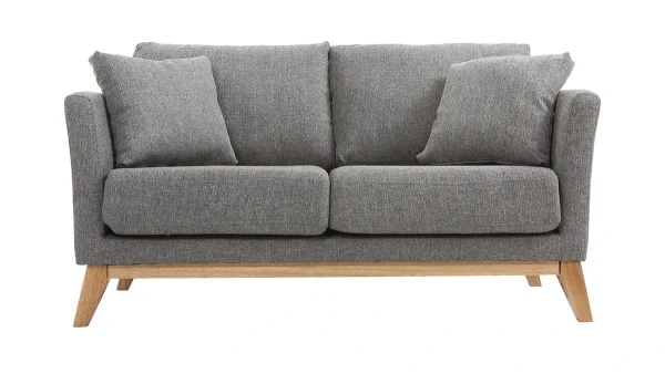 Canapé Scandinave Déhoussable 2 Places En Tissu Gris Et Bois Clair OSLO 1