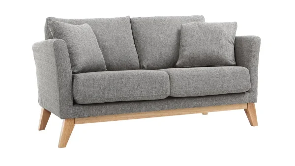 Canapé Scandinave Déhoussable 2 Places En Tissu Gris Et Bois Clair OSLO 3