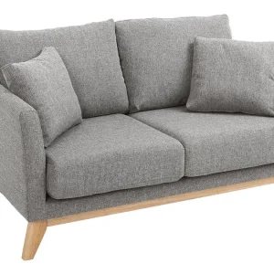 Canapé Scandinave Déhoussable 2 Places En Tissu Gris Et Bois Clair OSLO 15