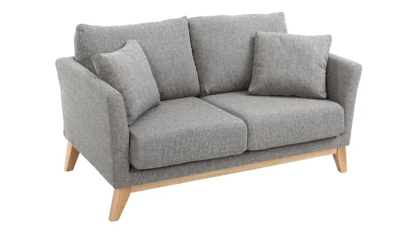 Canapé Scandinave Déhoussable 2 Places En Tissu Gris Et Bois Clair OSLO 4