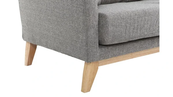 Canapé Scandinave Déhoussable 2 Places En Tissu Gris Et Bois Clair OSLO 6