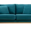 magasin solde Canapé Scandinave Déhoussable 2 Places En Tissu Velours Bleu Pétrole Et Bois Clair OSLO 23