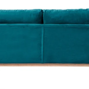 magasin solde Canapé Scandinave Déhoussable 2 Places En Tissu Velours Bleu Pétrole Et Bois Clair OSLO 16