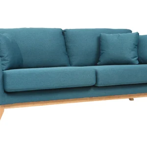 magasin france Canapé Scandinave Déhoussable 3 Places En Tissu Bleu Canard Et Bois Clair OSLO 10