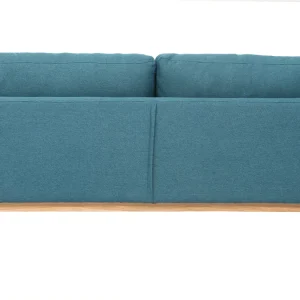 Canapé Scandinave Déhoussable 3 Places En Tissu Bleu Canard Et Bois Clair OSLO 12