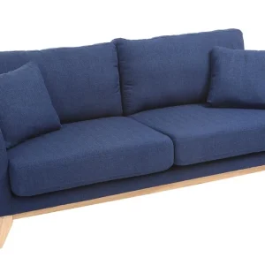 Canapé Scandinave Déhoussable 3 Places En Tissu Bleu Foncé Et Bois Clair OSLO nouvelle saison 17