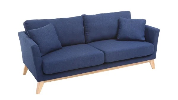 Canapé Scandinave Déhoussable 3 Places En Tissu Bleu Foncé Et Bois Clair OSLO nouvelle saison 5