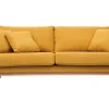 Canapé Scandinave Déhoussable 3 Places En Tissu Effet Velours Jaune Moutarde Et Bois Clair OSLO soldes luxe 23