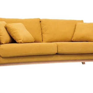 guranteed de qualité Canapé Scandinave Déhoussable 3 Places En Tissu Effet Velours Jaune Moutarde Et Bois Clair OSLO 12