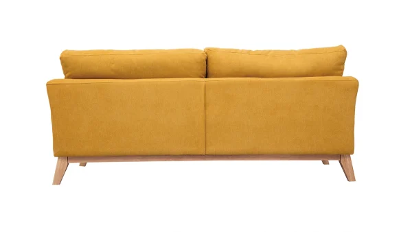 Canapé Scandinave Déhoussable 3 Places En Tissu Effet Velours Jaune Moutarde Et Bois Clair OSLO soldes luxe 5