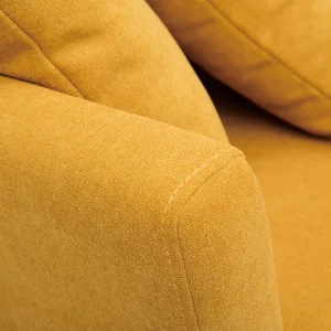 guranteed de qualité Canapé Scandinave Déhoussable 3 Places En Tissu Effet Velours Jaune Moutarde Et Bois Clair OSLO 18