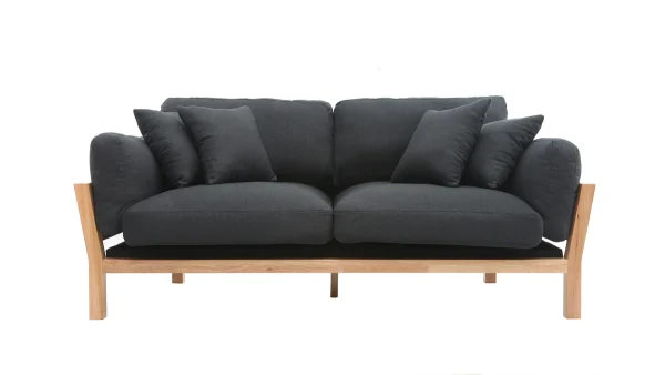 prix abordable Canapé Scandinave Déhoussable 3 Places En Tissu Gris Anthracite Et Bois Clair KYO 1