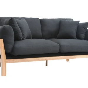 prix abordable Canapé Scandinave Déhoussable 3 Places En Tissu Gris Anthracite Et Bois Clair KYO 12