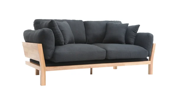 prix abordable Canapé Scandinave Déhoussable 3 Places En Tissu Gris Anthracite Et Bois Clair KYO 3