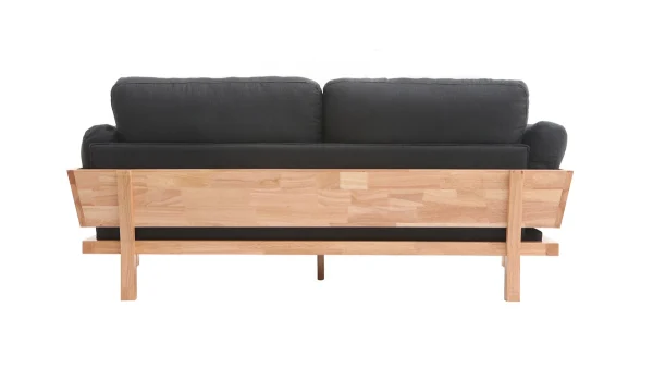 prix abordable Canapé Scandinave Déhoussable 3 Places En Tissu Gris Anthracite Et Bois Clair KYO 4