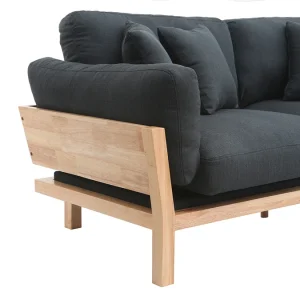 prix abordable Canapé Scandinave Déhoussable 3 Places En Tissu Gris Anthracite Et Bois Clair KYO 16