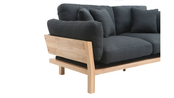 prix abordable Canapé Scandinave Déhoussable 3 Places En Tissu Gris Anthracite Et Bois Clair KYO 5