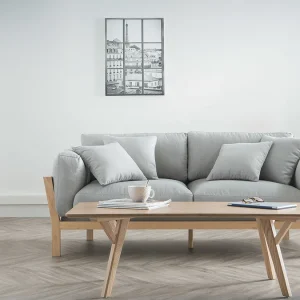 prix abordable Canapé Scandinave Déhoussable 3 Places En Tissu Gris Anthracite Et Bois Clair KYO 22