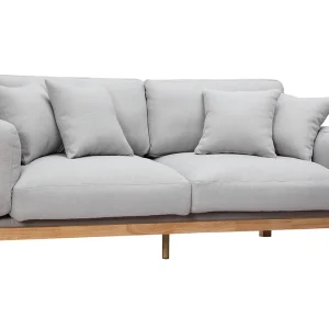 Canapé Scandinave Déhoussable 3 Places En Tissu Gris Clair Et Bois Clair KYO 12